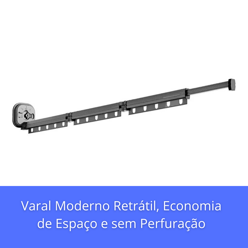 Varal Moderno Retrátil, Economia de Espaço e sem Perfuração