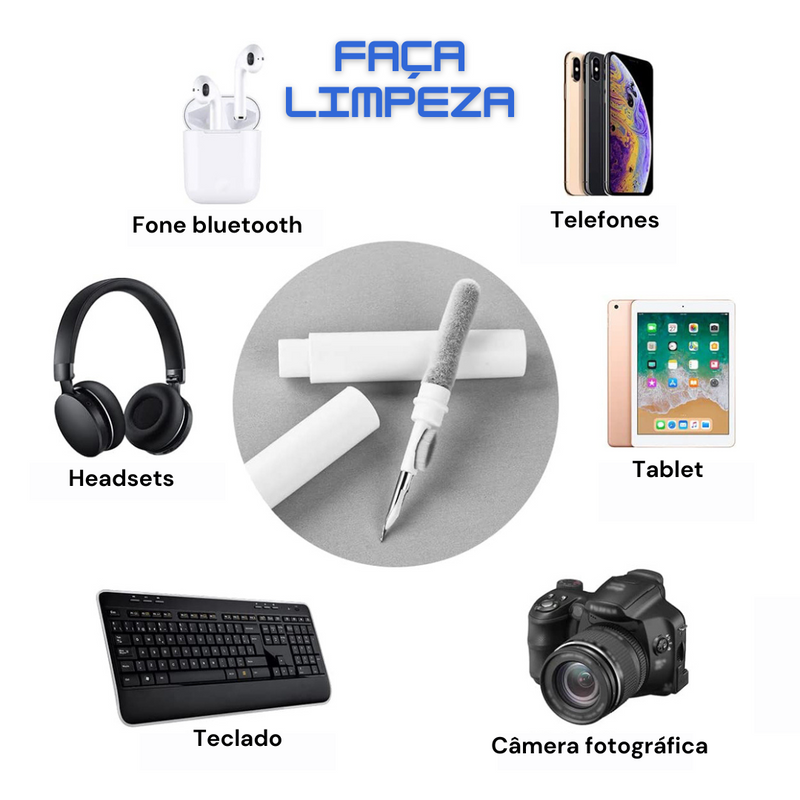 Phone Cleaner - Kit de Limpeza 3 em 1 para Fones de Ouvido Bluetooth