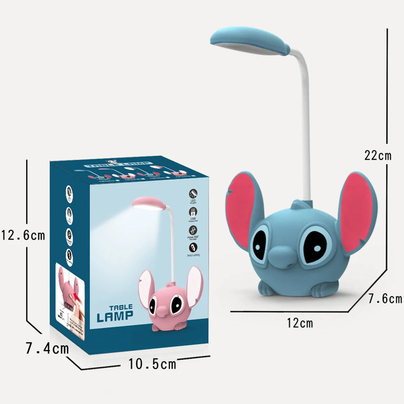 Luminária de LED Lilo & Stitch -  com apontador de lápis, luz reclinável, luz recarregável via USB