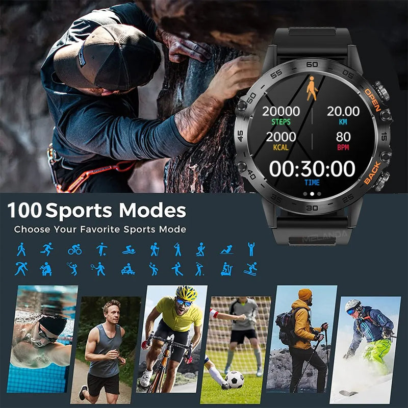 Smartwatch MEVADEN " Aço 1.39 Polegadas, Chamada via Bluetooth, Esportivo, À Prova D'Água IP67