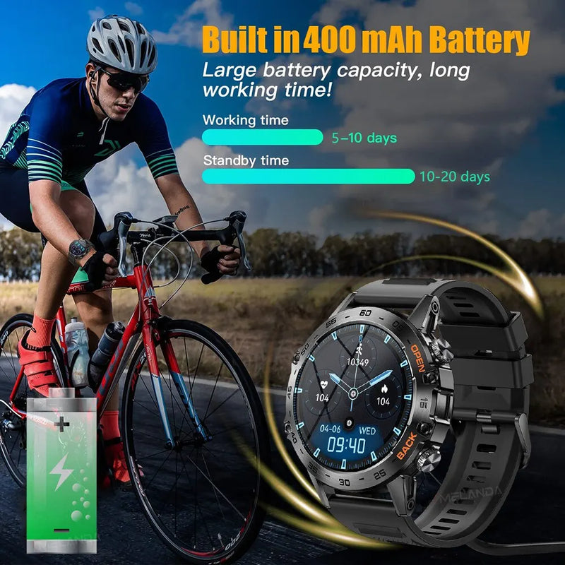 Smartwatch MEVADEN " Aço 1.39 Polegadas, Chamada via Bluetooth, Esportivo, À Prova D'Água IP67